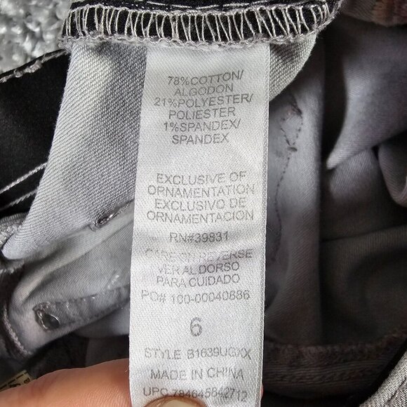 Democracy Women’s 6 Gray Ab Technology Skinny Jeans Stretch Raw Hem Embroidered - Picture 7 of 14